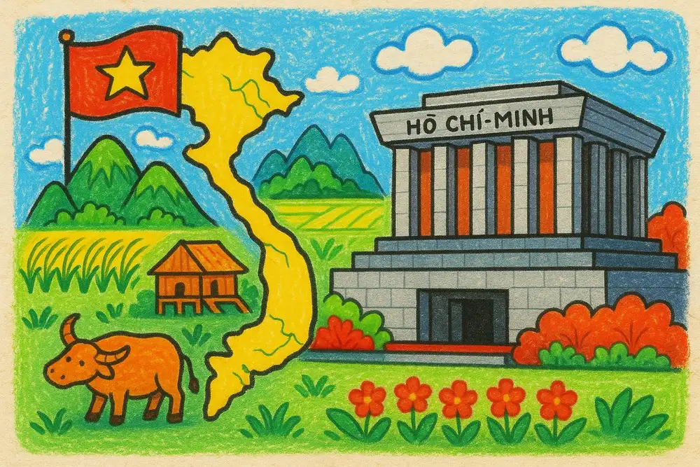 tranh vẽ lăng bác hồ đơn giản