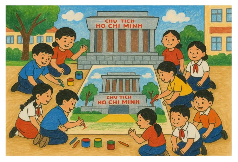 tranh vẽ lăng bác đẹp
