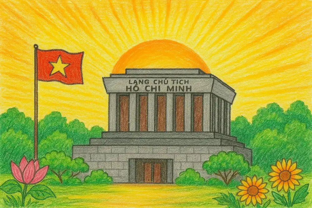 mẫu tranh tô màu lăng bác hồ dễ vẽ 