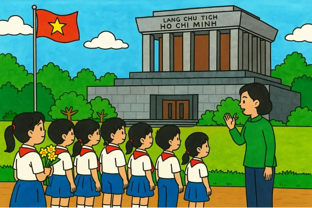 vẽ tranh phong cảnh lăng bác hồ 