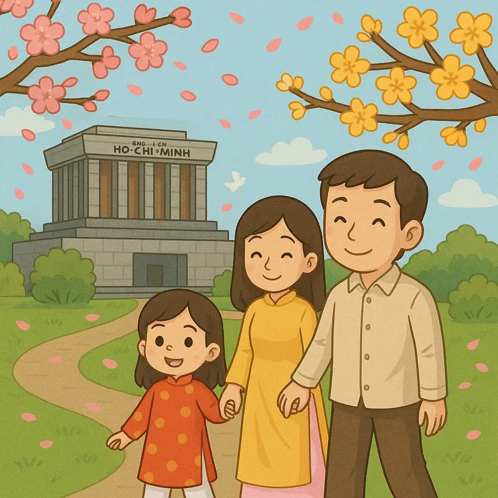 học sinh vẽ tranh lăng bác đơn giản 