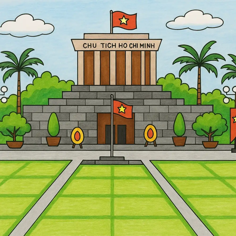 tranh phác họa lăng bác chưa có màu 