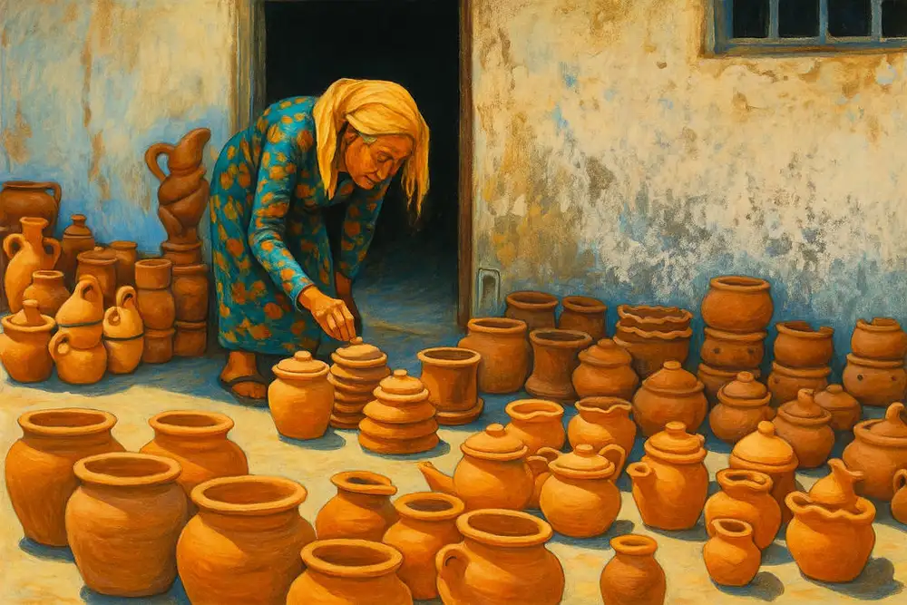 vẽ tranh làng nghề gốm truyền thống nổi bật 