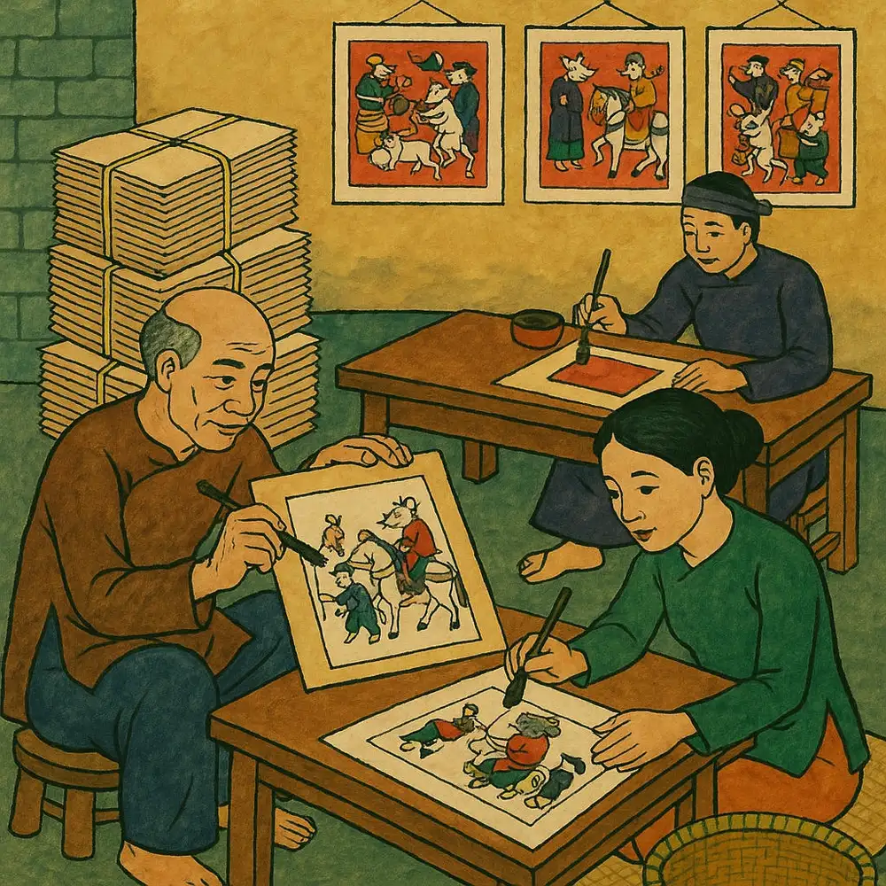 vẽ tranh nghề tranh vẽ dân gian 