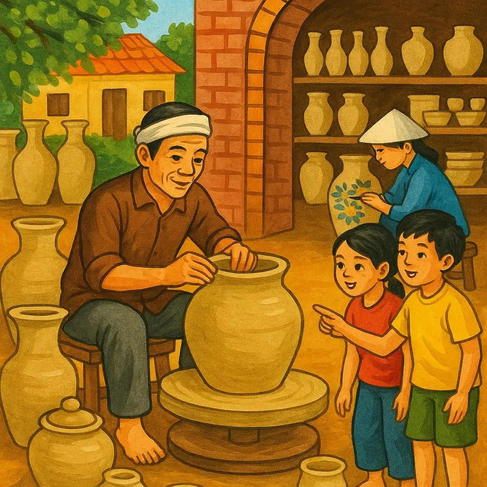 tranh vẽ nghề gốm thủ công cho các bé 