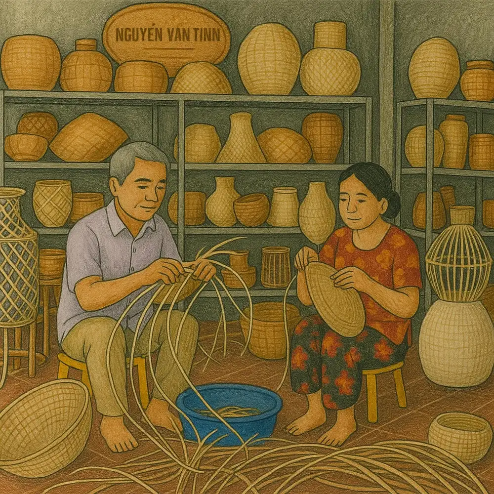 vẽ tranh làng nghề truyền thống đơn giản đẹp 