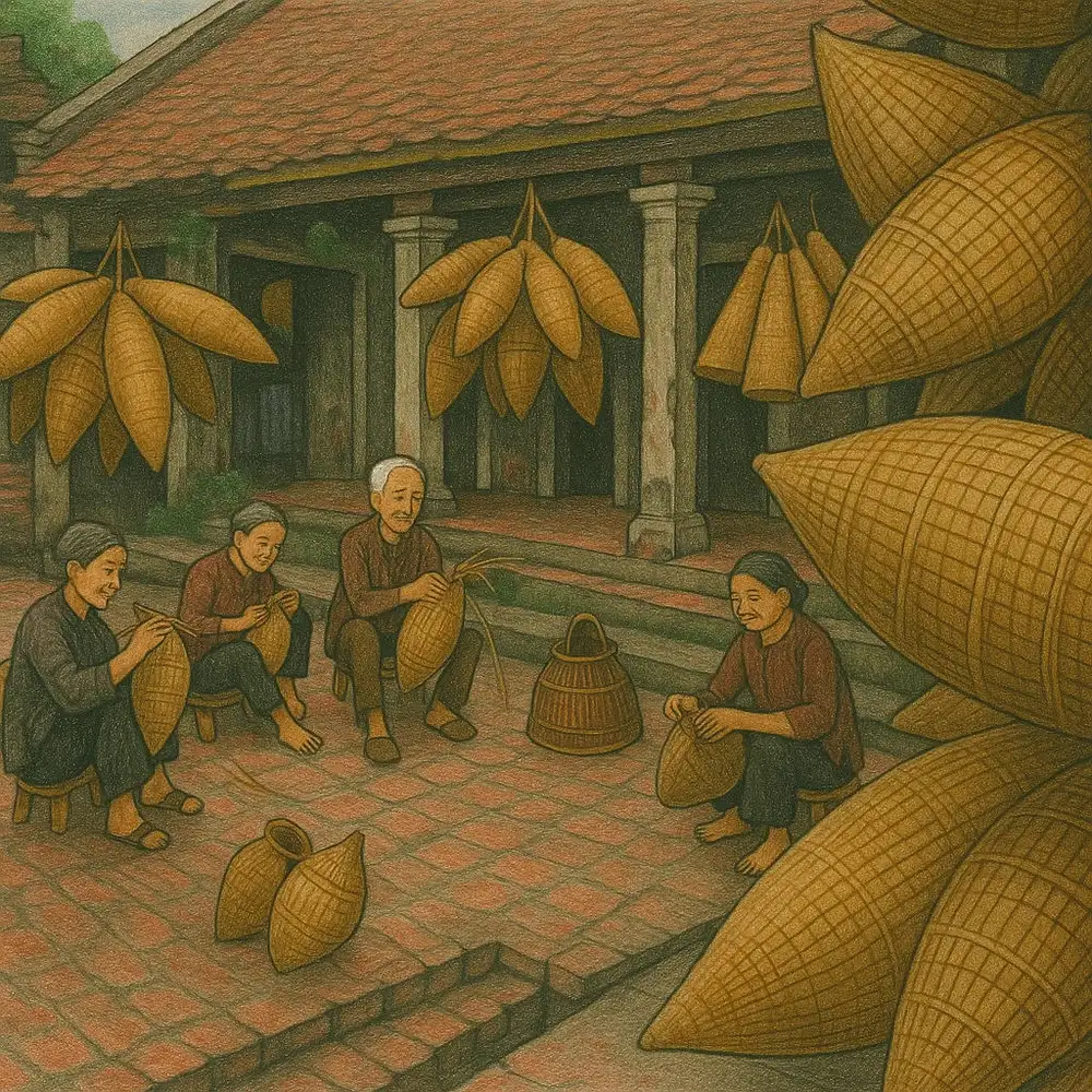 tranh vẽ làng nghề gốm truyền thống 