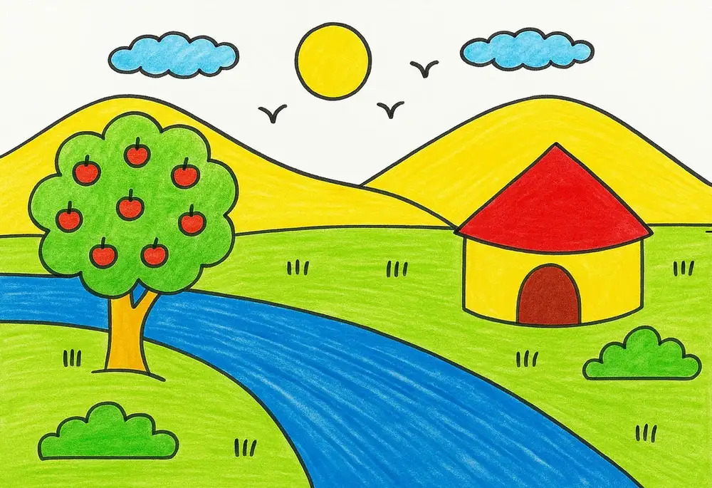 hình ảnh ngôi nhà tranh vẽ kiểu truyện tranh. 