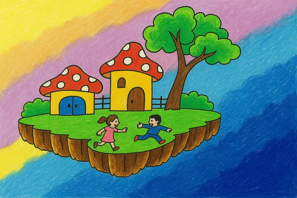 vẽ tranh ngôi nhà mơ ước lớp 6 sáng tạo. 