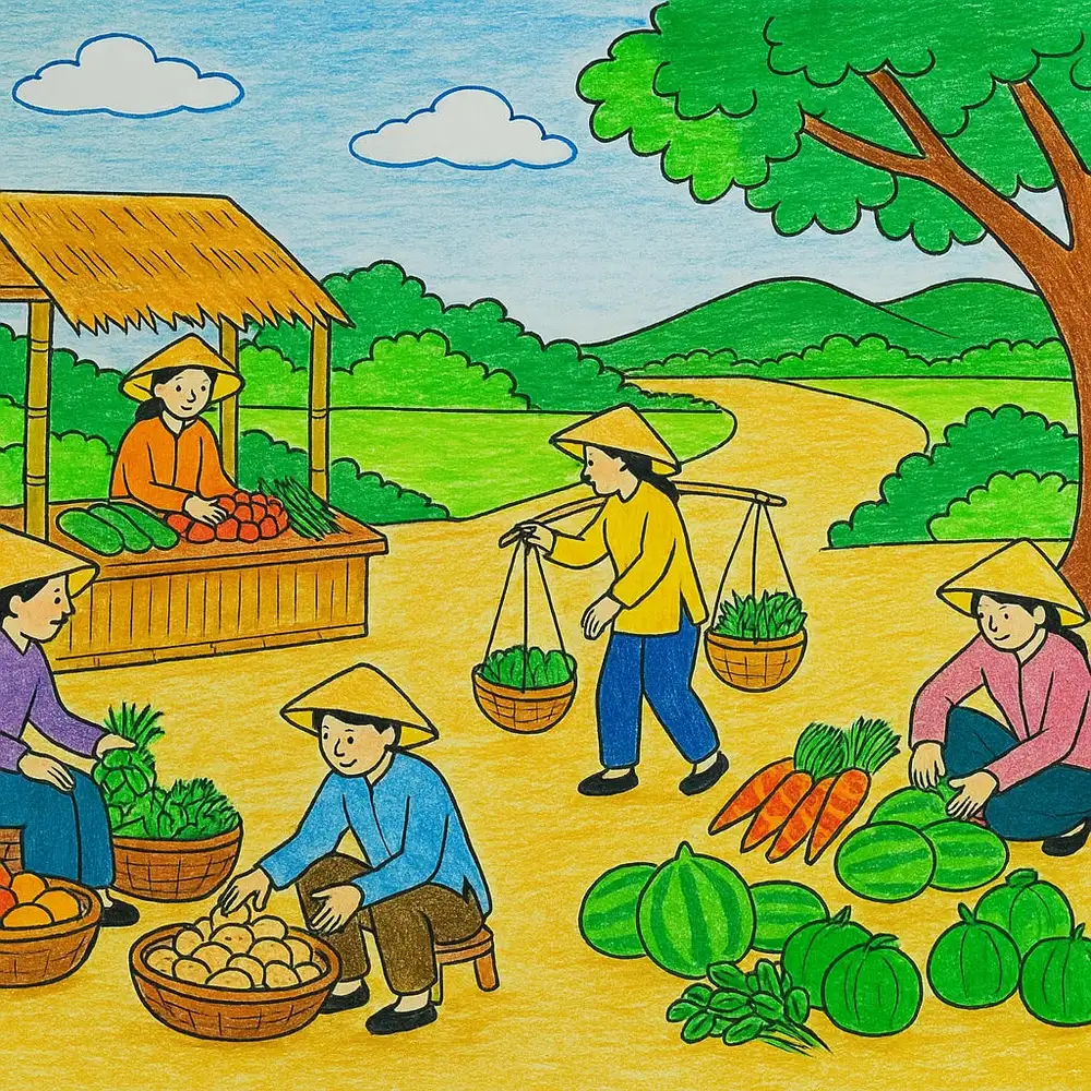 phong cảnh quê hương tranh vẽ đầy cảm xúc 