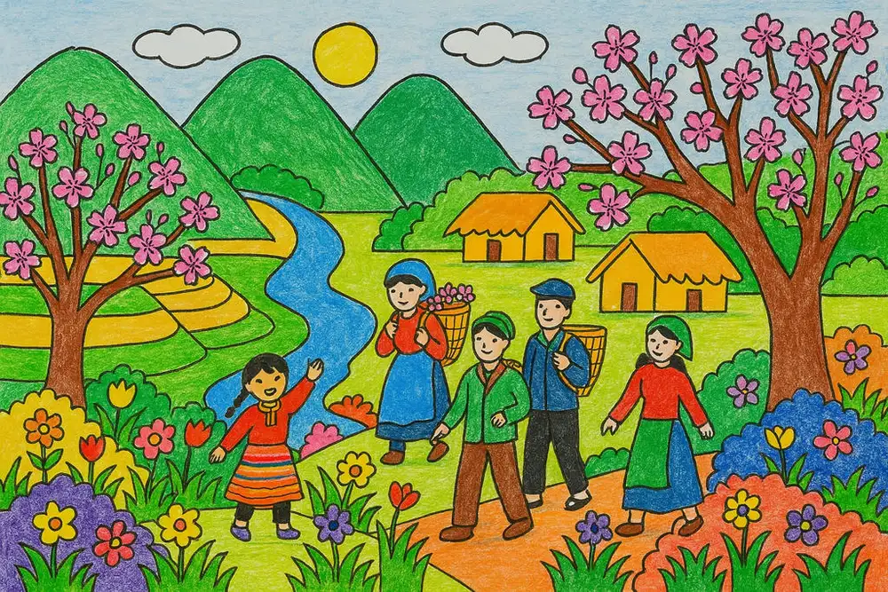 phong cảnh tranh vẽ mang đậm hồn quê Việt 
