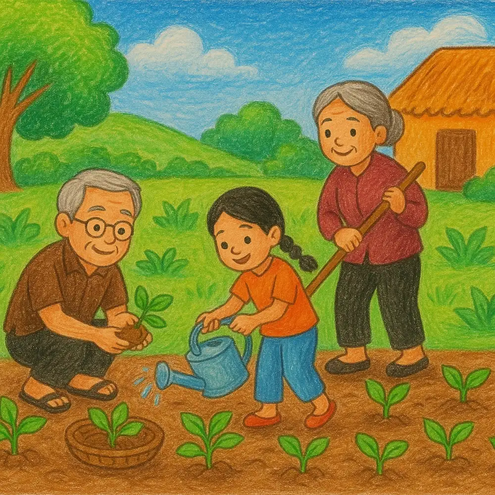 tranh vẽ yêu quê hương đất nước bằng màu sắc tươi sáng 