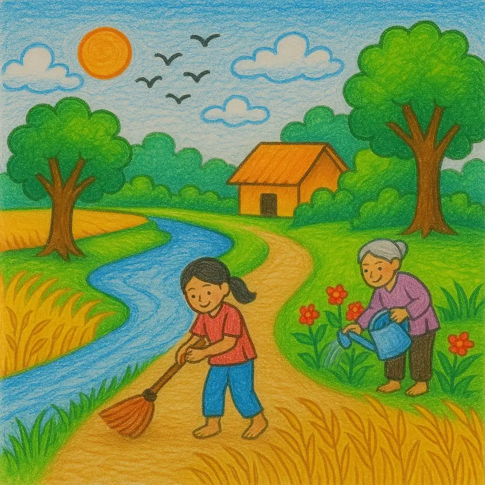 tranh vẽ quê hương