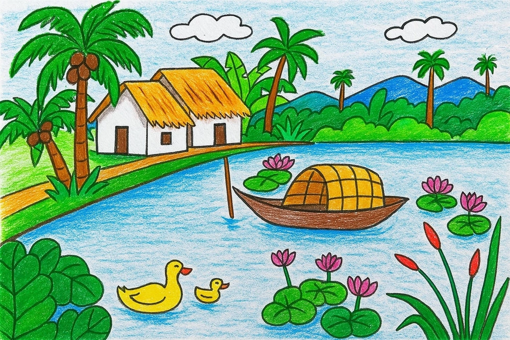 vẽ tranh chủ đề thiên nhiên 