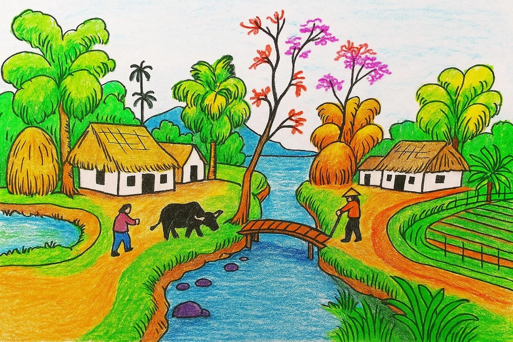 tranh vẽ cảnh quan thiên nhiên 