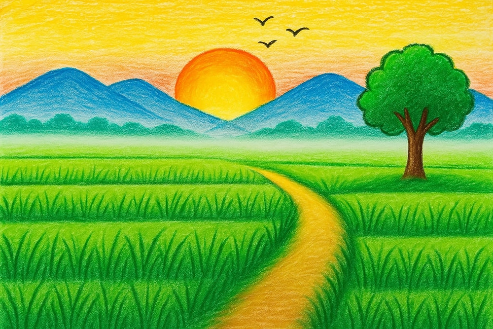 vẽ tranh thiên nhiên đơn giản 