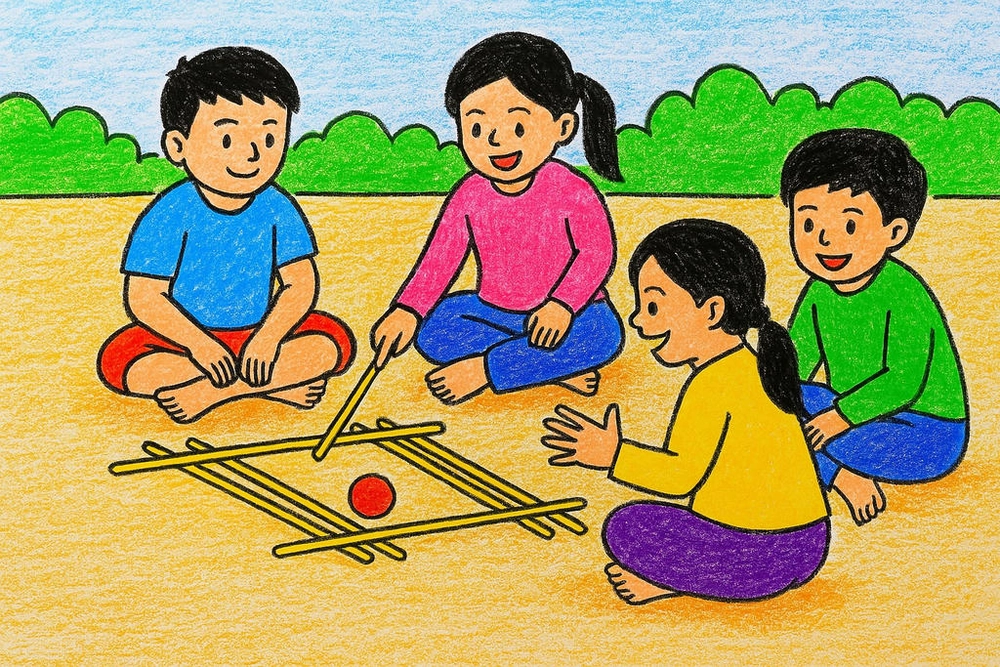 vẽ tranh trò chơi dân gian đẹp nhất sắc màu 