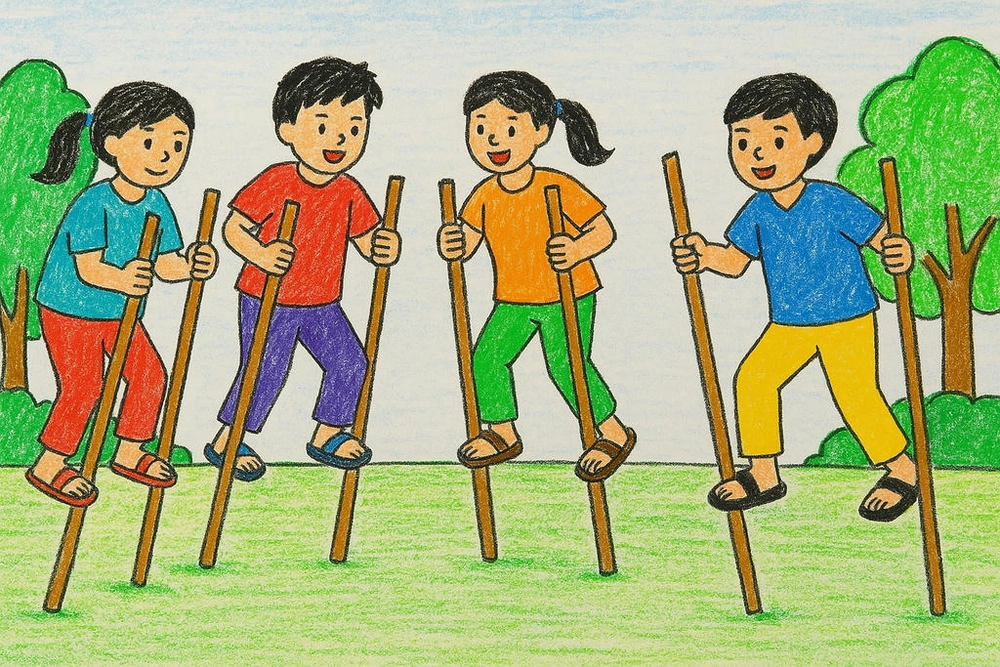 tranh vẽ trò chơi dân gian đặc sắc mang nét truyền thống 