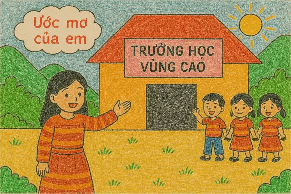 tranh vẽ ước mơ trẻ thơ trong sáng 