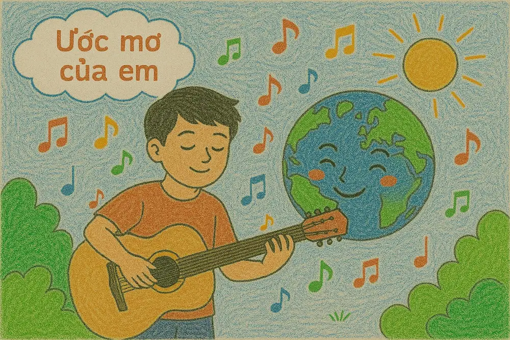 tranh vẽ ước mơ về thế giới hòa bình yên ả 