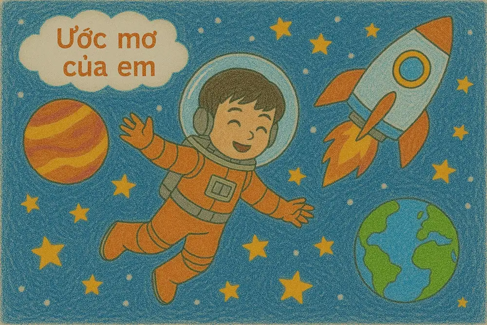 tranh vẽ ước mơ của em đầy ấn tượng 