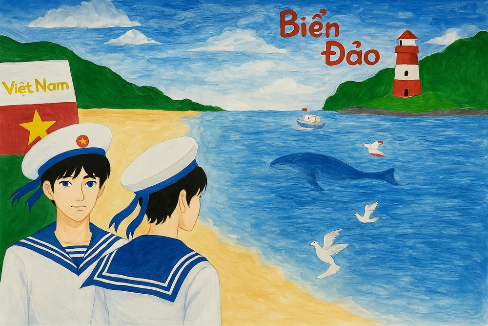 tranh vẽ về biển đảo việt nam lớp 4 dễ vẽ 