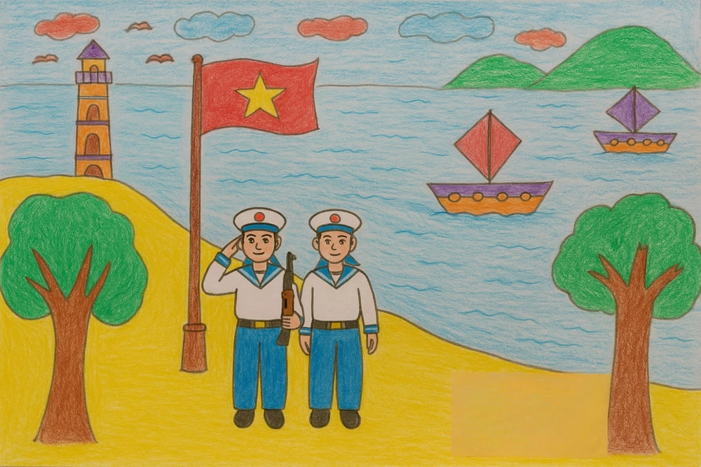 tranh vẽ về biển đảo việt nam nhiều màu sắc 