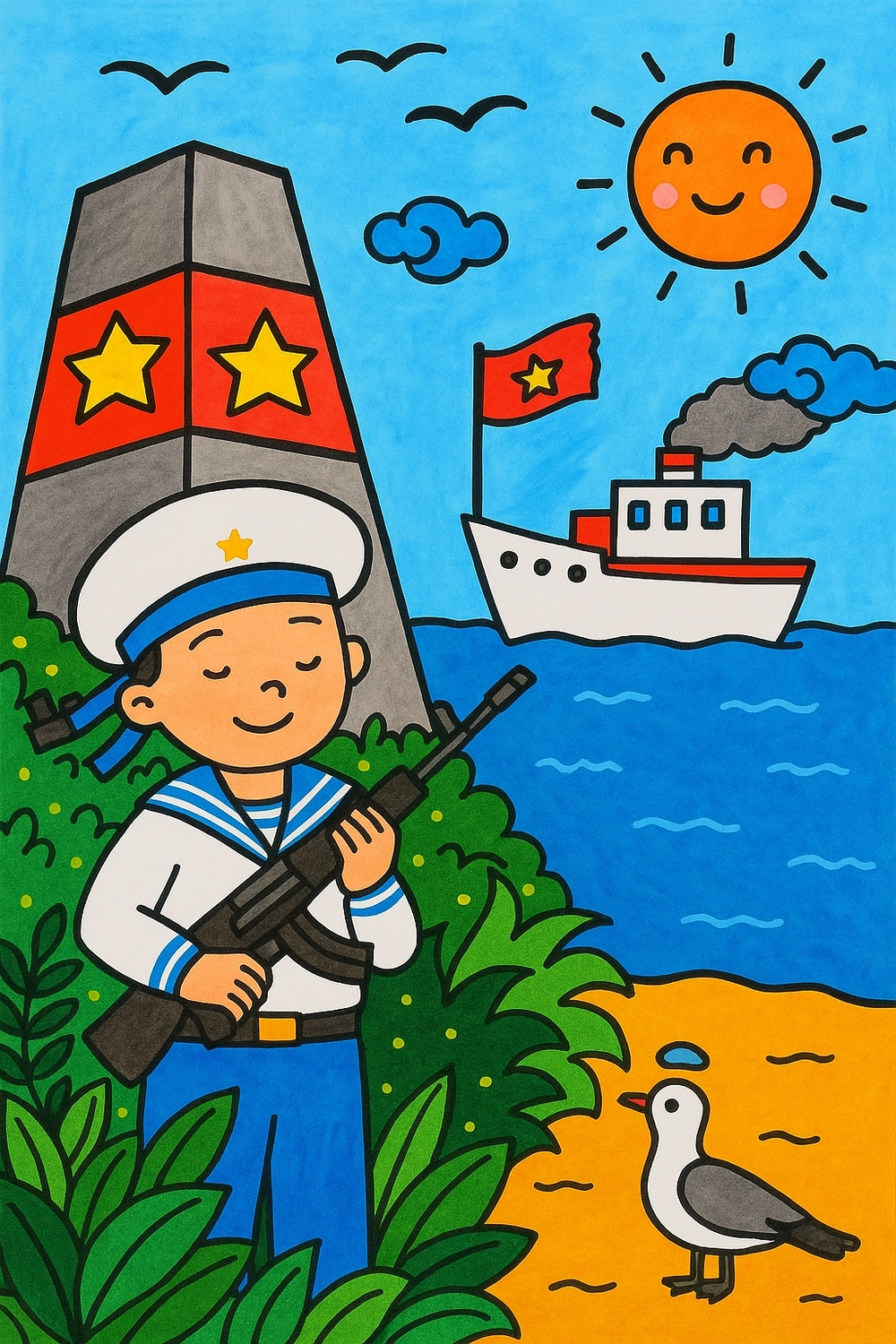 tranh vẽ biển đảo quê hương lớp 4 truyền cảm hứng 
