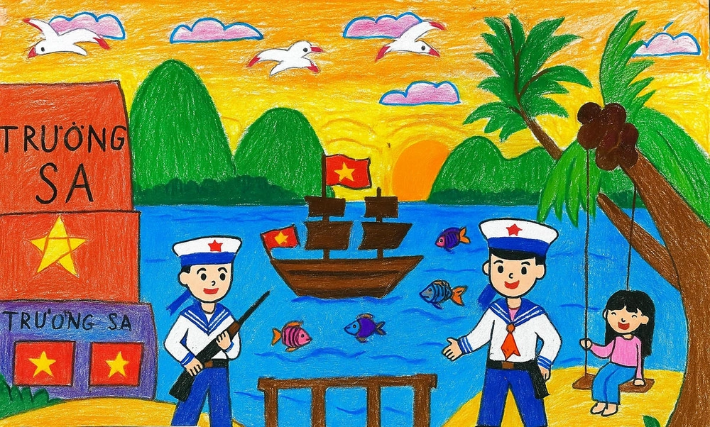 tranh vẽ biển đảo việt nam sinh động 
