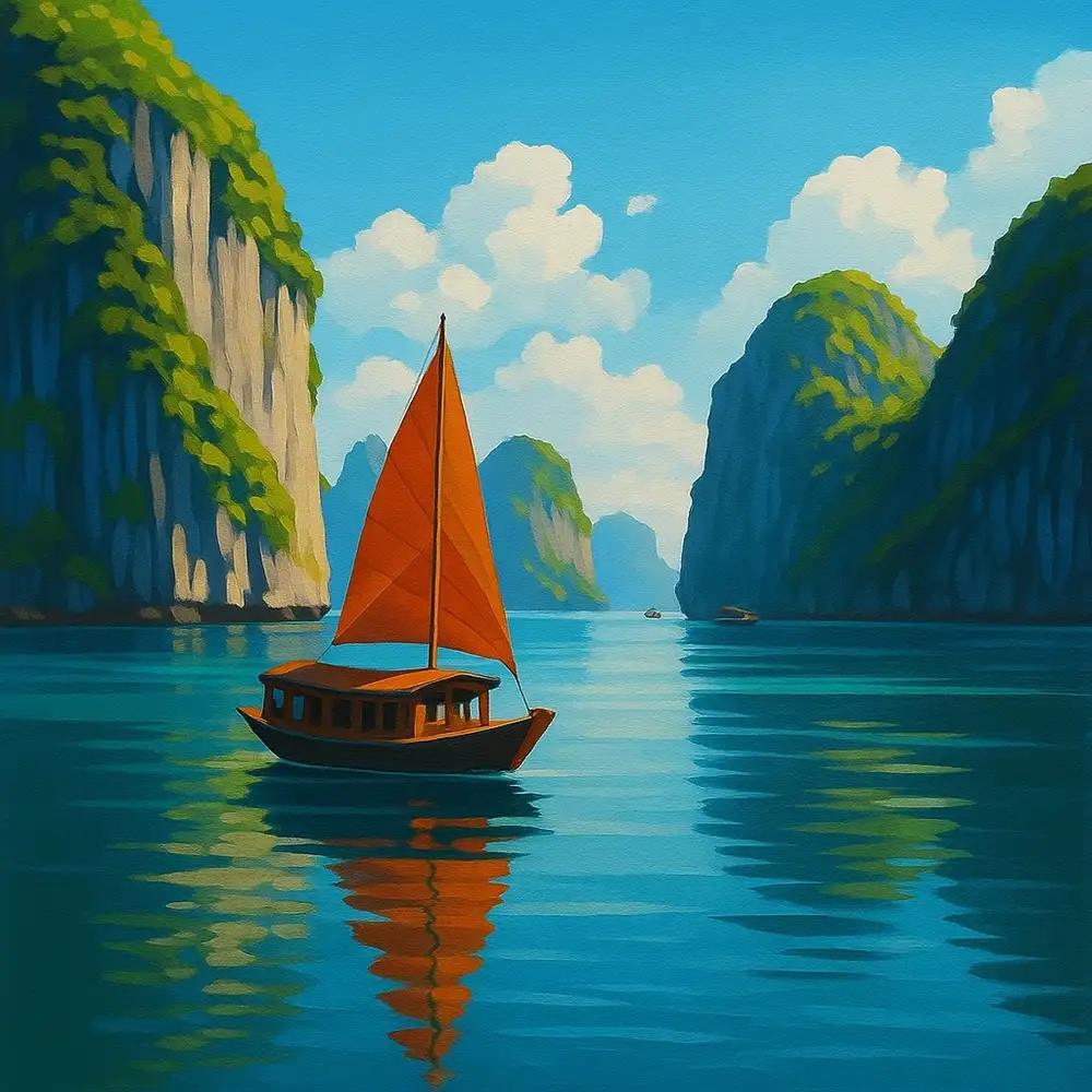 tranh vẽ nghệ thuật vịnh hạ long 
