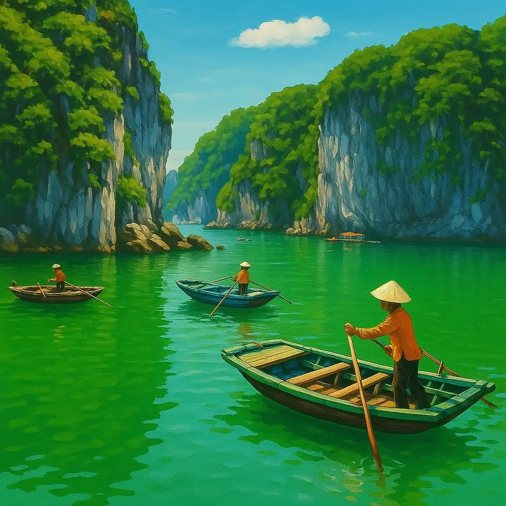 tranh vẽ vịnh hạ long bằng bút chì