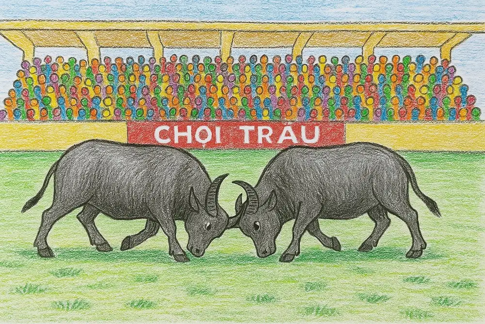 vẽ tranh chọi trâu lễ hội cổ truyền đặc sắc 