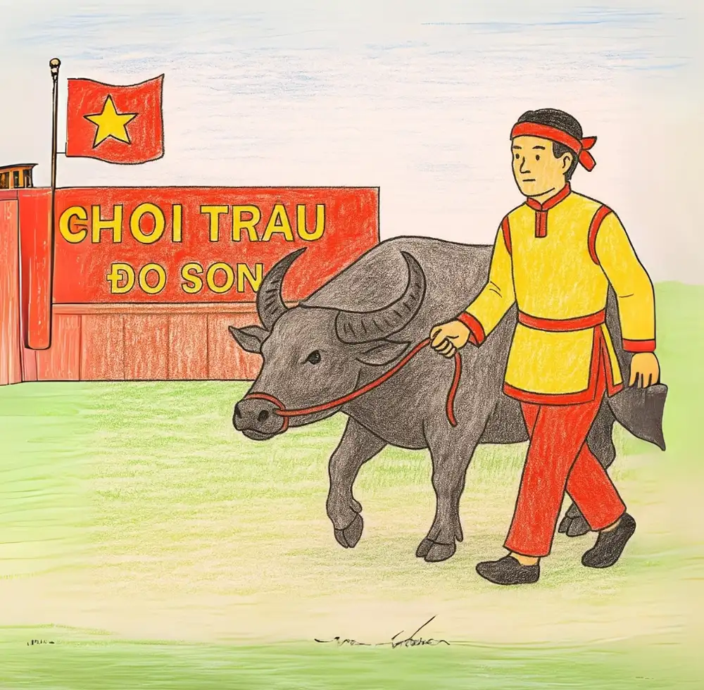 lễ hội chọi trâu tranh vẽ đầy màu sắc văn hóa 