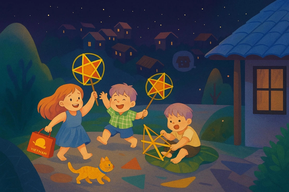 vẽ tranh vui tết trung thu sinh động 