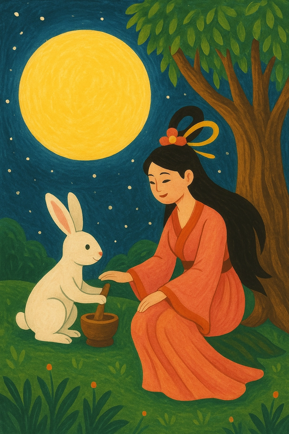 tranh vẽ múa lân trung thu ấn tượng 