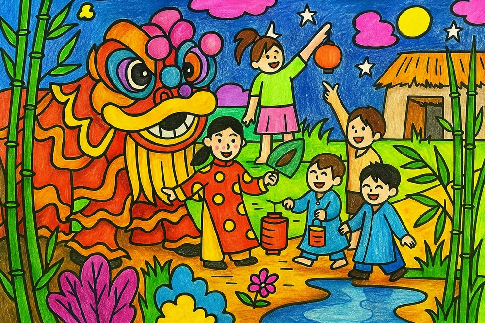 vẽ tranh trung thu đơn giản mà đẹp lớp 5 