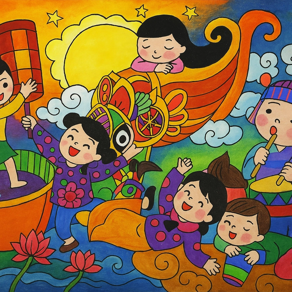 vẽ tranh trung thu cùng gia đình 