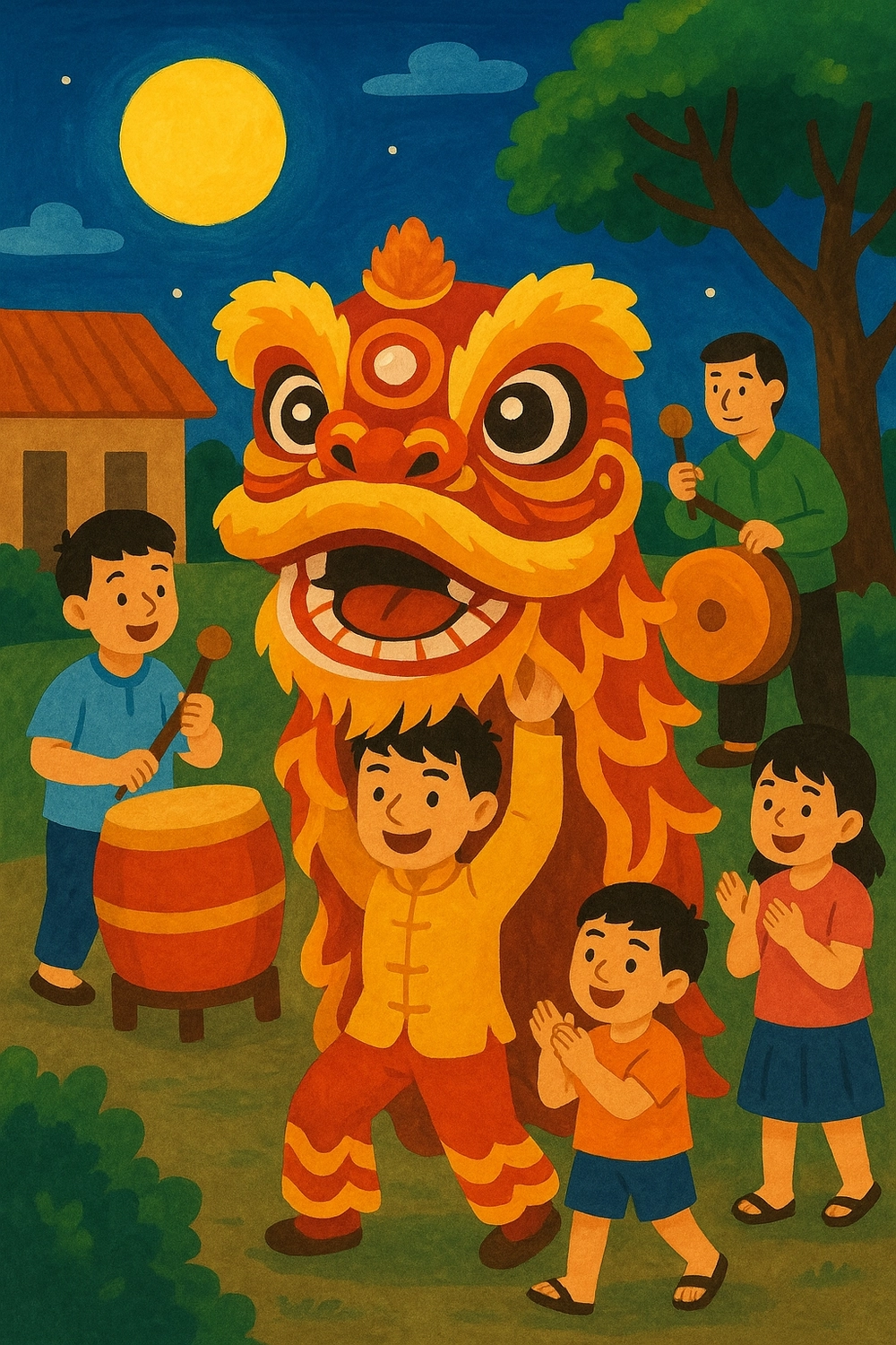 vẽ tranh trung thu lớp 6 đầy màu sắc 