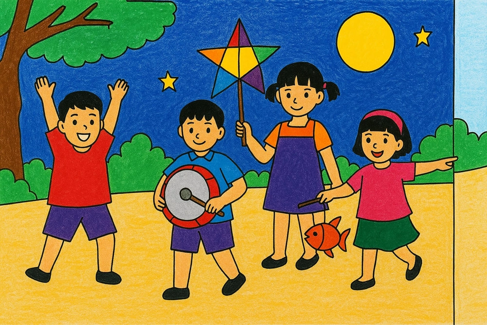 tranh vẽ tết trung thu cho bé 