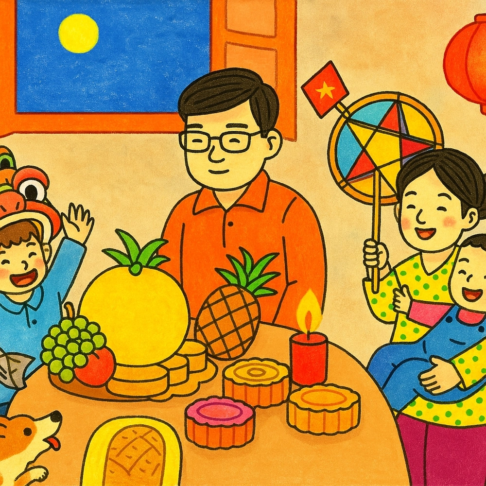 vẽ tranh lễ hội trung thu rộn ràng 