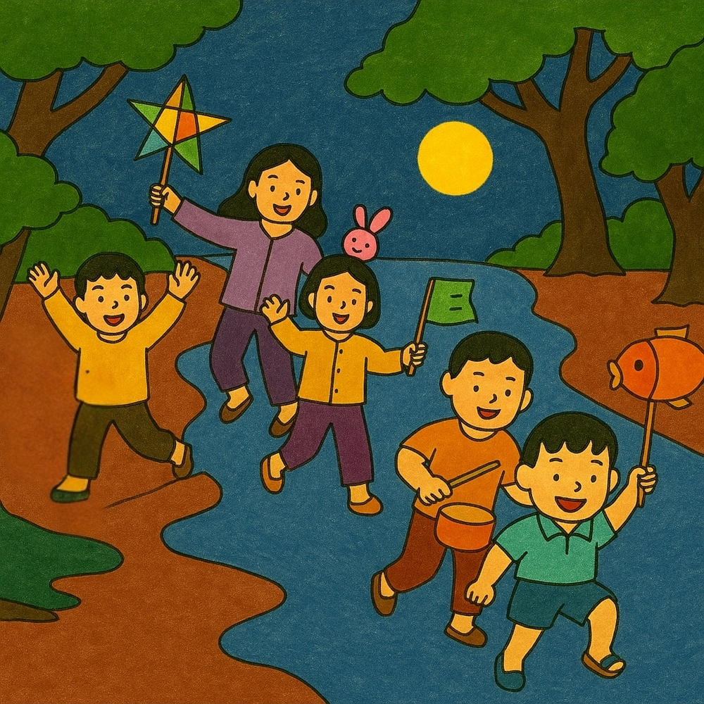 vẽ tranh chủ đề trung thu sáng tạo 