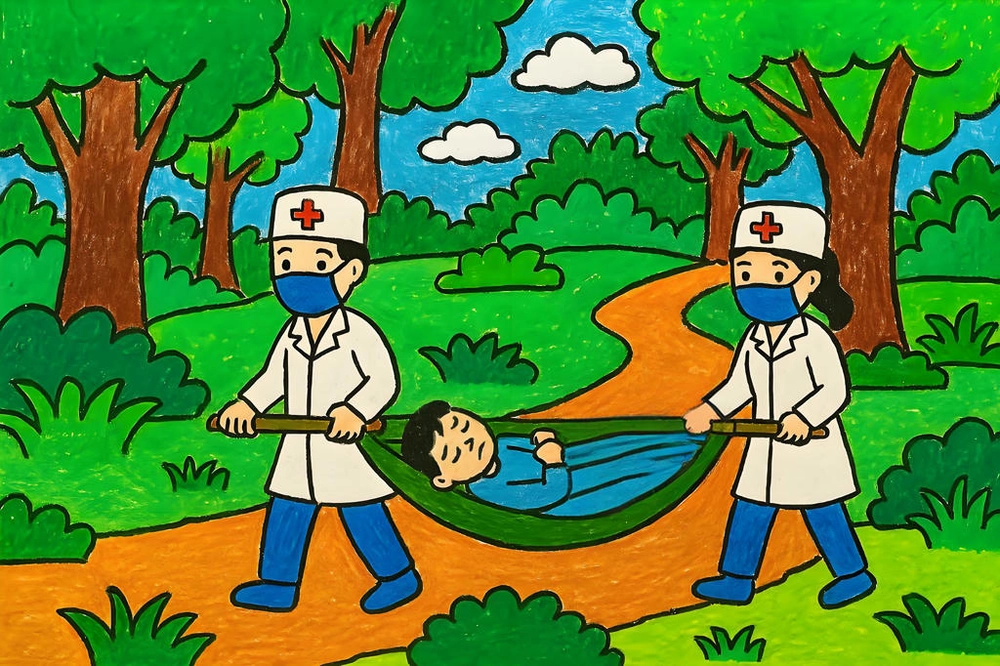 vẽ tranh vẽ nghề nghiệp bác sĩ bằng màu sáp 