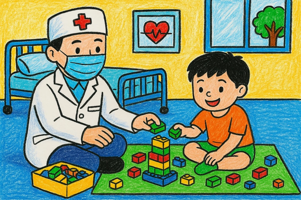 vẽ tranh vẽ nghề nghiệp bác sĩ dễ thương 