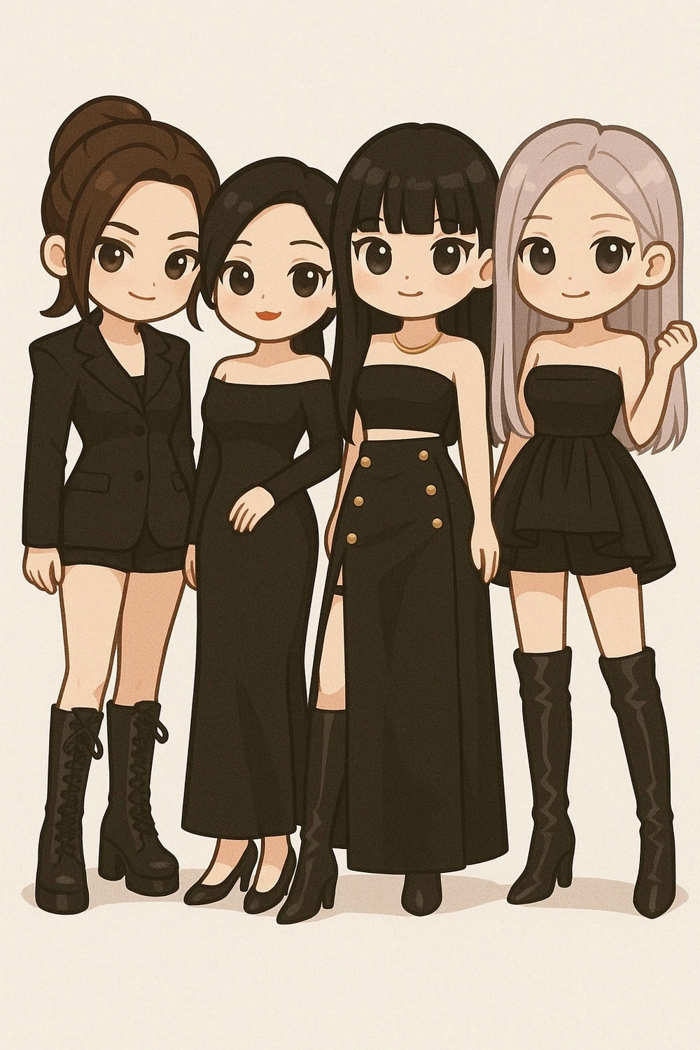 ảnh cả nhóm blackpink dễ thương chibi 