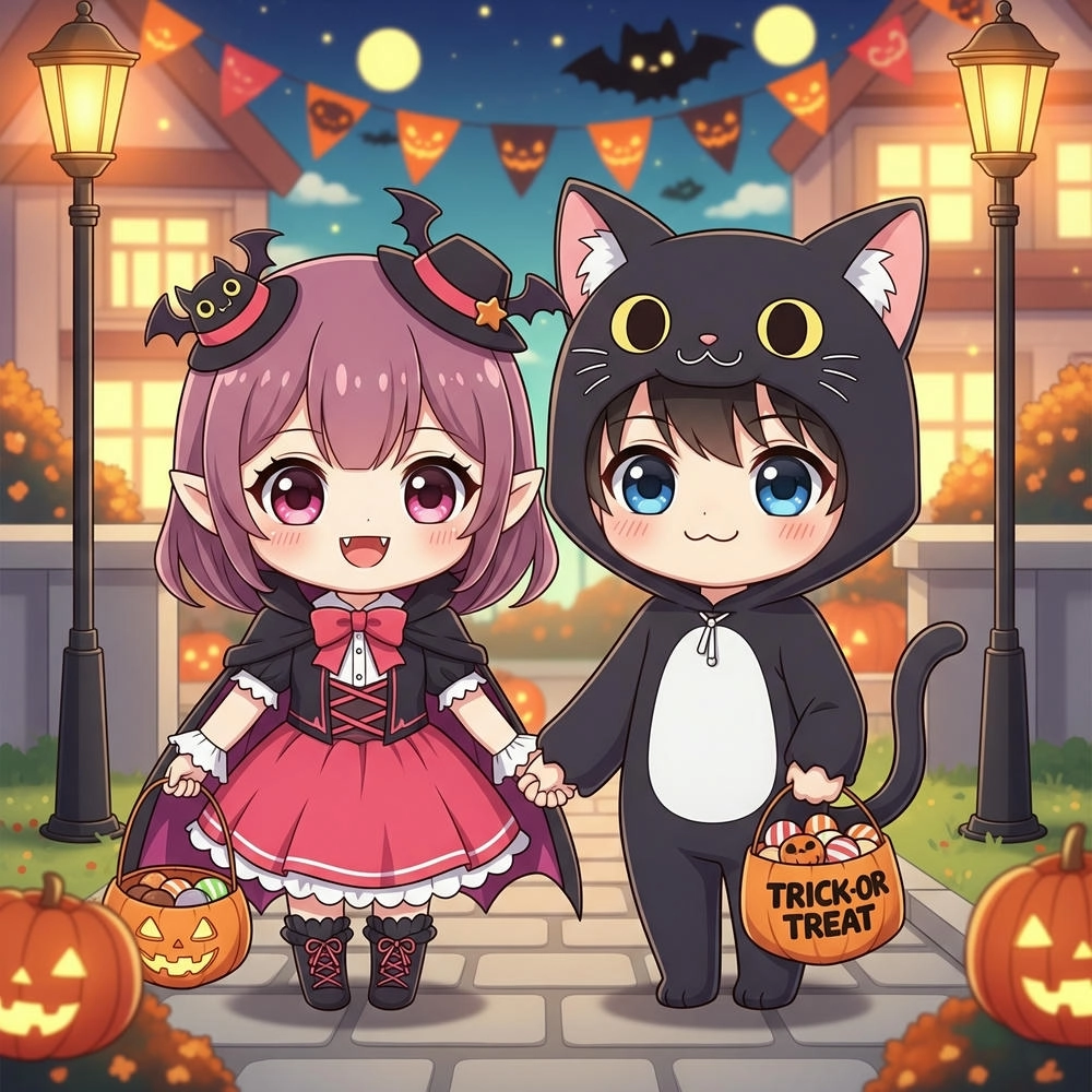 ảnh cặp đôi anime chibi cute phong cách kawaii 