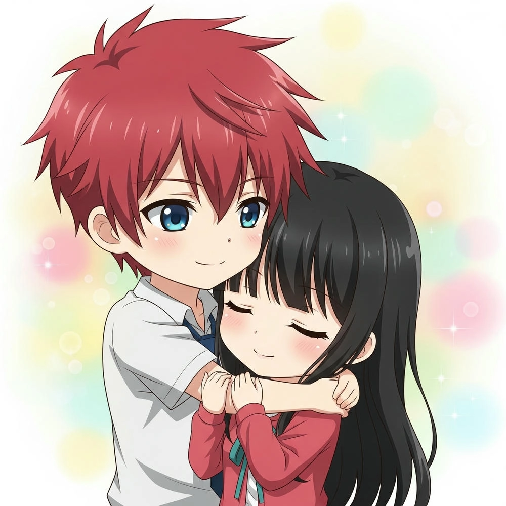 hình chibi cặp đôi dễ thương đơn giản 