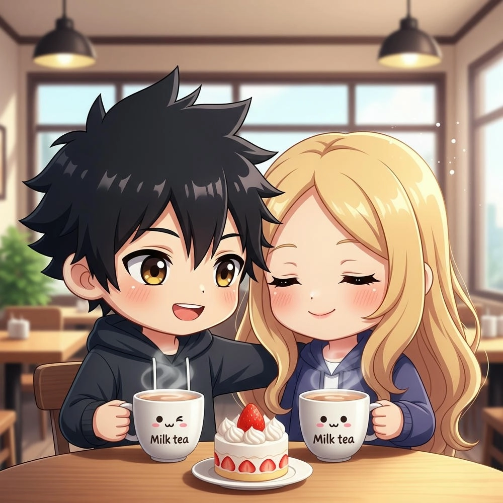 ảnh chibi cặp đôi nắm tay nhau 