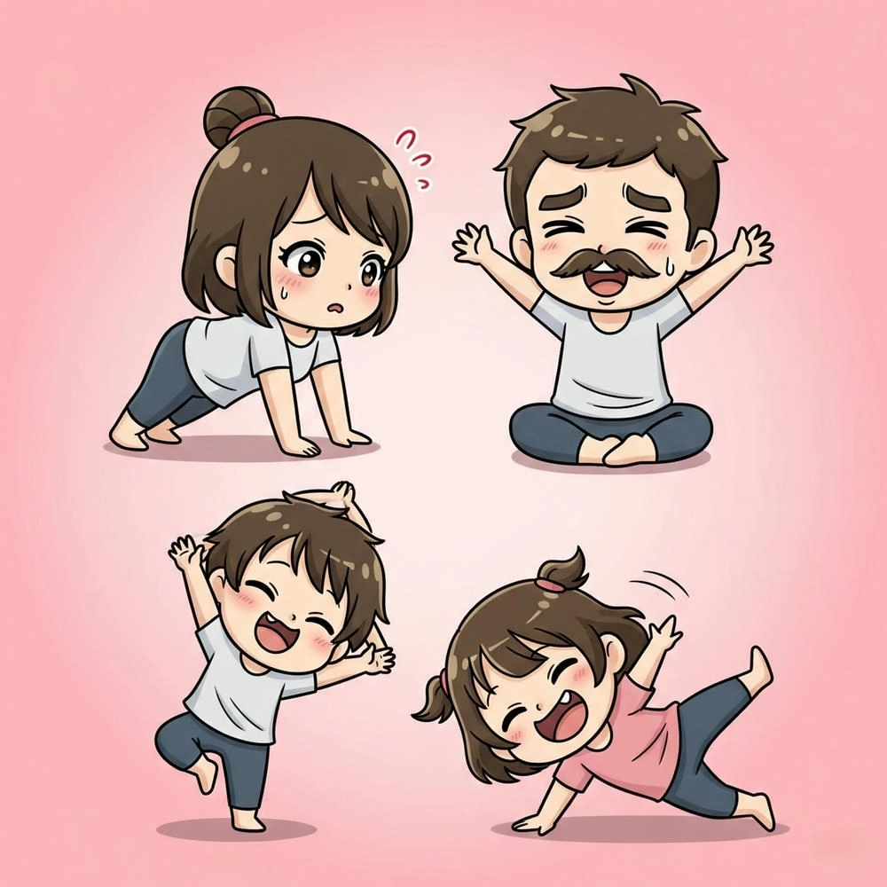 hình ảnh chibi gia đình 4 người đáng yêu 