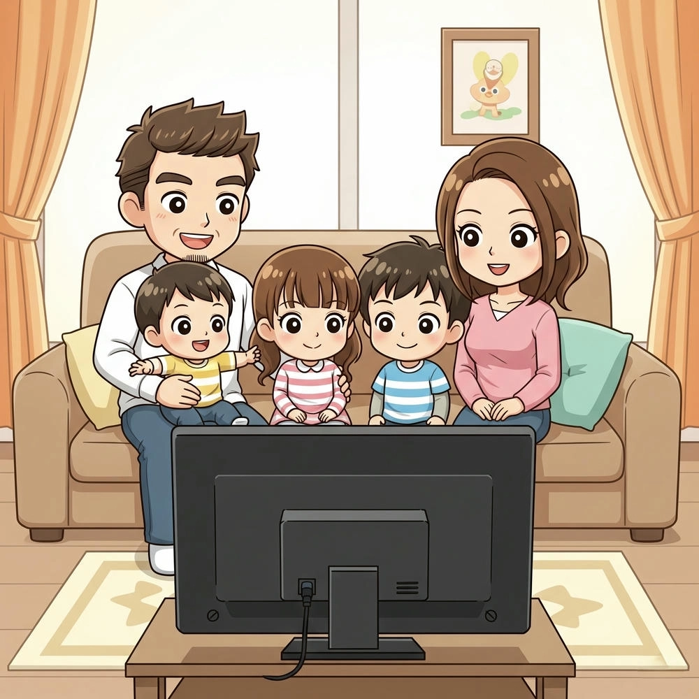 hình ảnh gia đình chibi 5 người dễ thương 