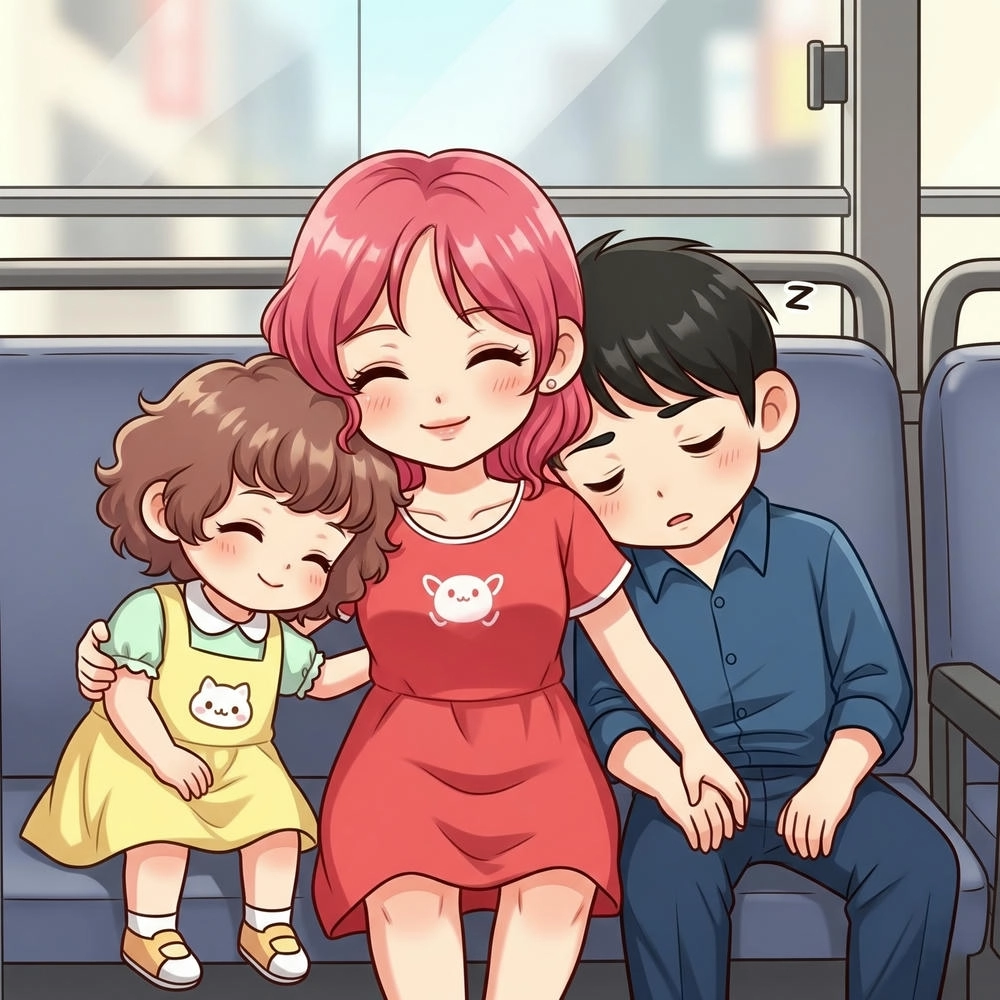 ảnh chibi gia đình 3 người 